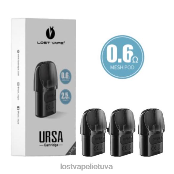 Lost Vape Wholesale - Lost Vape URSA pakaitiniai ankštys | 2,5 ml (3 pakuotės) juoda 0,6ohm 20V886